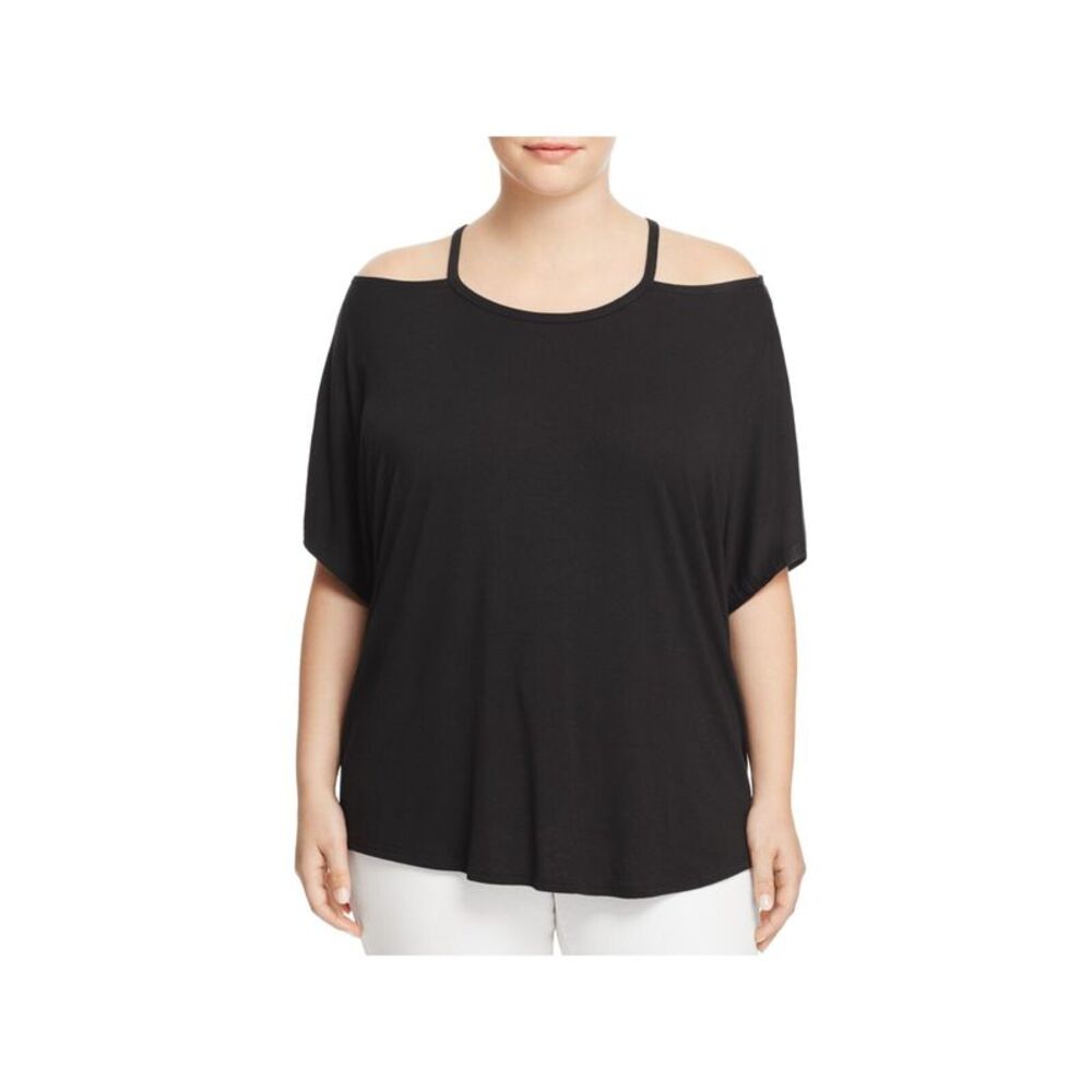 ALISON ANDREWS Womens Stretch Cold Shoulder Elbow Sleeve Crew Neck Top